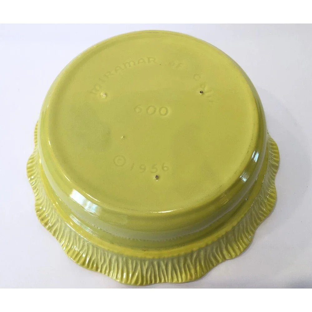 Vintage 1956 Miramar Of California Pottery Dish Bowl 600 No Lid Lime Green tray